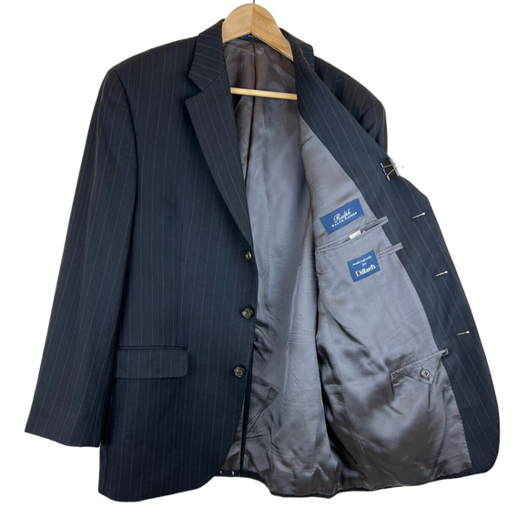 Ralph Ralph Lauren Suit 42R 36x30 Classic Black Pinstripe 100% Wool - Picture 1 of 7